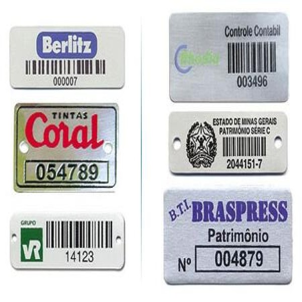 Etiquetas de alumínio para patrimônio