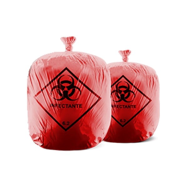 Saco de lixo infectante vermelho