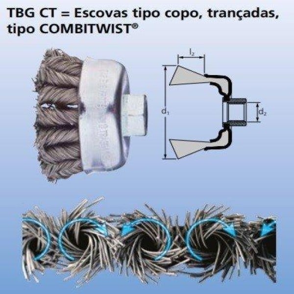 Escova de aço trançada para esmerilhadeira