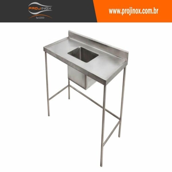 mesa inox com cuba industrial