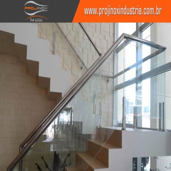 guarda corpo de aço inox com vidro