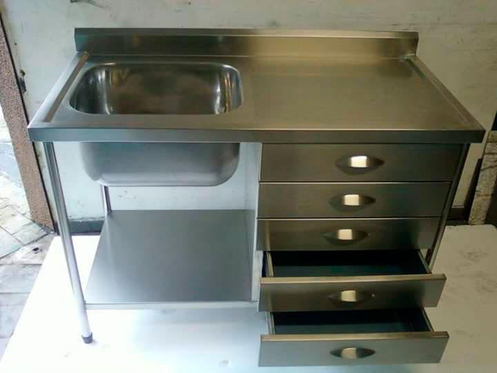 Pia de aço inox para cozinha industrial