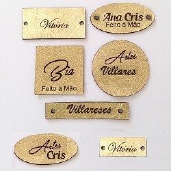 Etiqueta couro sintético personalizada