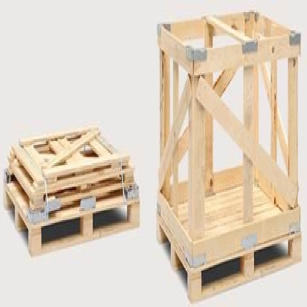 Embalagem de madeira com estrutura de aço