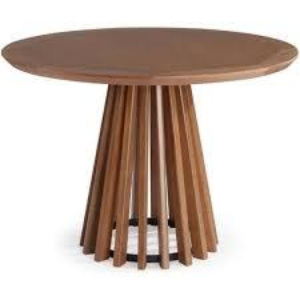 Mesa de madeira com tampo redondo