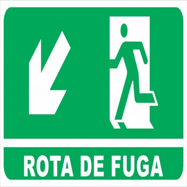 Placa sinalização rota de fuga