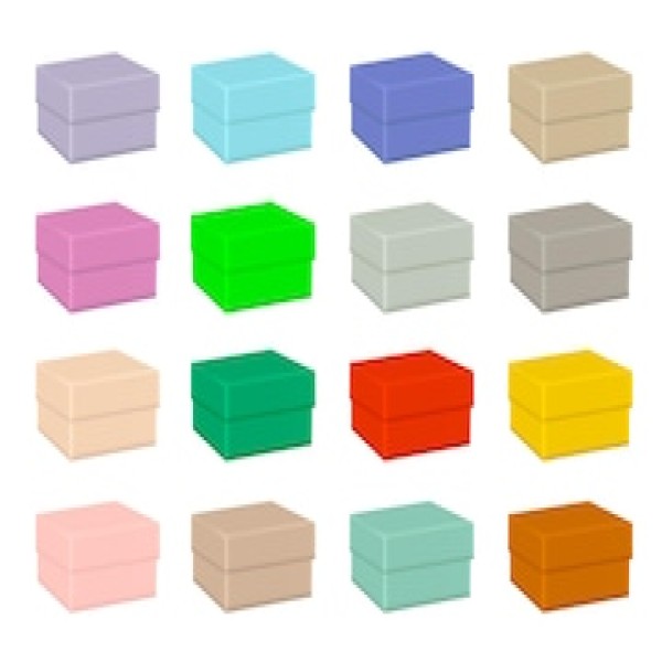 caixas coloridas de papelão