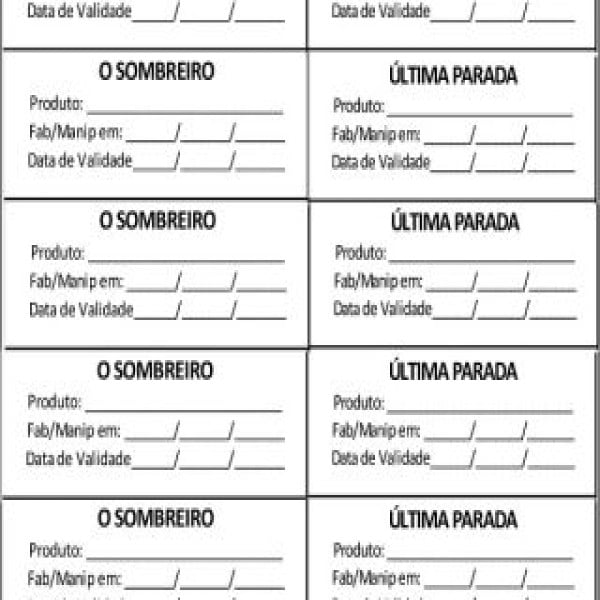 etiqueta para corpo de prova