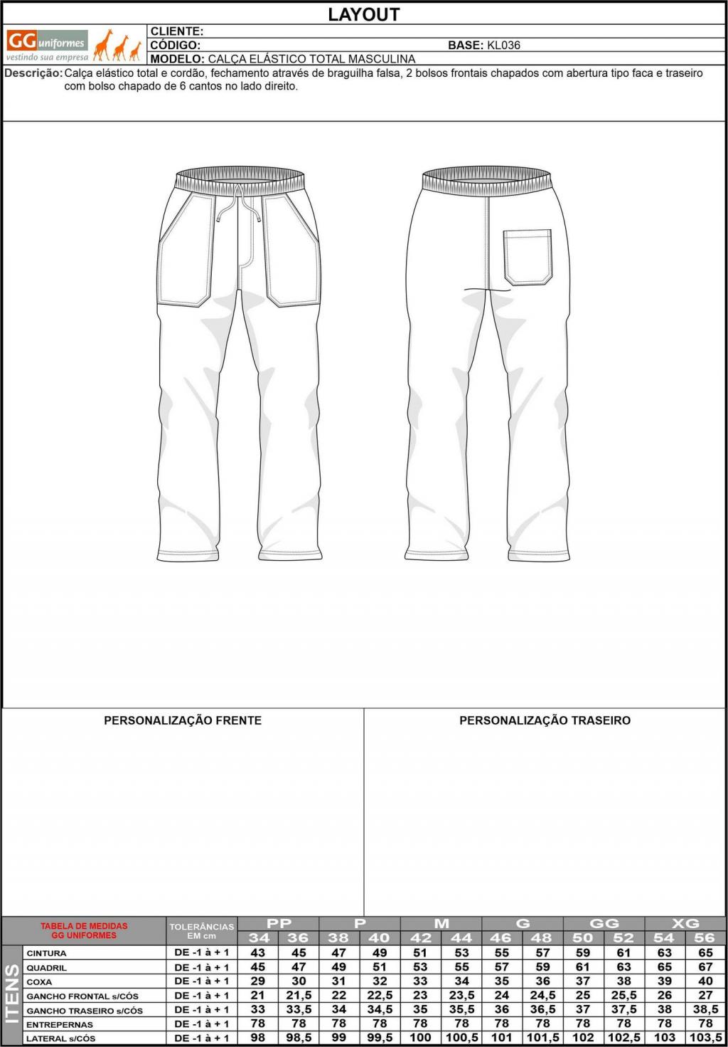 calça brim uniforme