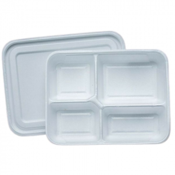 marmitex de isopor com 4 divisórias