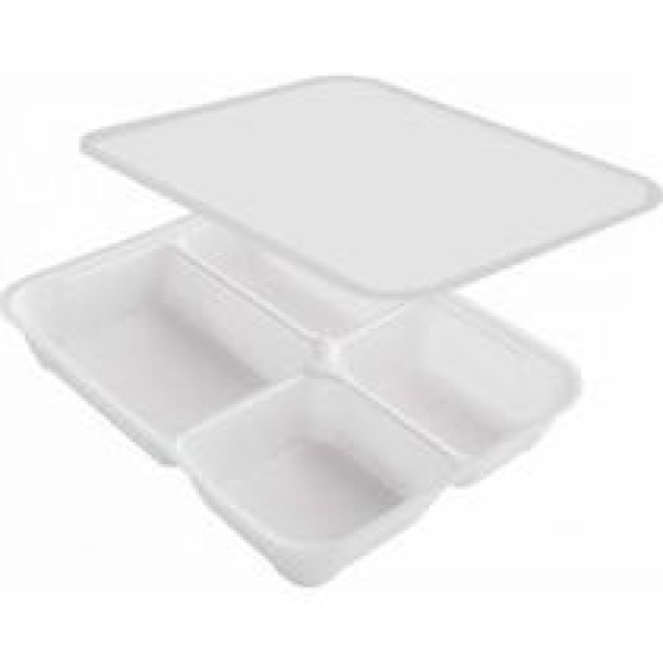marmitex de isopor com 4 divisórias
