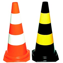 cones de sinalização com faixa refletiva