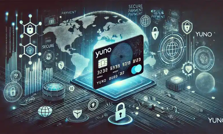 Plataforma de Pagamentos Yuno Simplifica Comércio Global 1 DALL·E 2025 01 21 15.15.36 A modern and visually striking digital representation of the Yuno payment platform. The design features a central focus on layered futuristic virtual