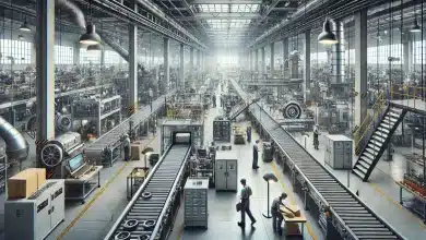 Aumente a Produtividade Industrial com Curso do CIEMG 9 DALL·E 2025 01 21 17.41.54 A realistic and detailed depiction of Industrial Productivity without any AI elements. The image features a bustling factory floor with workers and