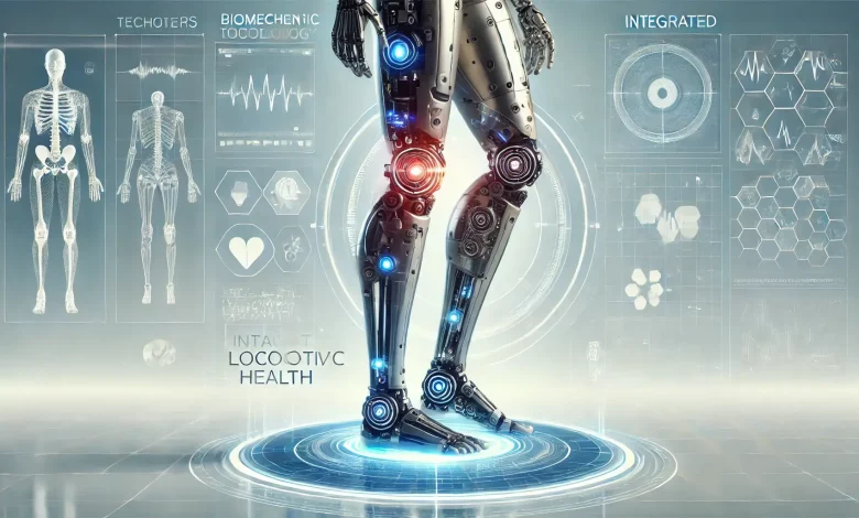 Pesquisadores desenvolvem protótipo de reabilitação AVC 1 DALL·E 2025 01 24 09.51.51 A futuristic representation of technology in locomotive health showcasing a biomechanical human leg with advanced robotic enhancements and integrated 1