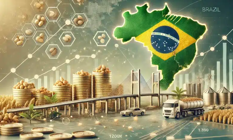 Governo Federal Arrecadou R$ 2,65 Trilhões em 2024 1 DALL·E 2025 01 28 15.24.10 A realistic and professional image symbolizing Brazils economy focusing on gold coins a digital financial chart with upward trends and realistic i