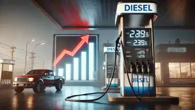 Petrobras Aumenta Diesel em R$ 0,22 e Acende Alerta no Governo 3 DALL·E 2025 01 31 15.20.18 A highly realistic image representing the increase in diesel prices. The scene features a close up of a fuel pump at a gas station displaying a high