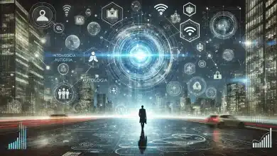 BNDES e BID Investem R$ 1 Bi na Transformação Digital 4 DALL·E 2025 02 05 13.10.47 Uma imagem moderna e tecnologica representando a transformacao digital. A cena apresenta um ambiente corporativo futurista com hologramas e interfaces