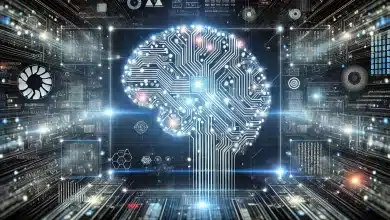 Startups de IA Chinesas que Você Precisa Conhecer 10 DALL·E 2025 02 06 09.45.09 Uma imagem altamente realista representando a inteligencia artificial. A cena apresenta um cerebro digital formado por circuitos e conexoes luminosas
