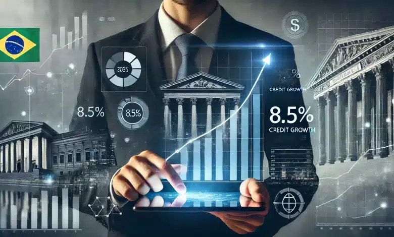 Febraban projeta crescimento do crédito no Brasil para 8,5% em 2025 1 DALL·E 2025 02 20 14.58.47 A realistic and professional representation of Brazils credit market growth projection for 2025. A financial analyst is reviewing data on a digital t