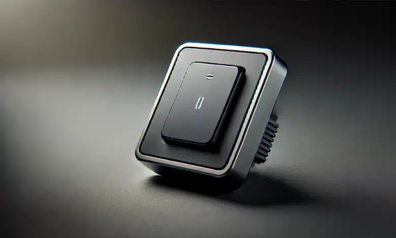 Interruptor Tátil da Littelfuse Oferece Maior Durabilidade 1 DALL·E 2025 03 24 14.37.06 A realistic digital illustration of a touch switch interruptor tatil on a dark background. The switch has a sleek minimalistic design with neutral