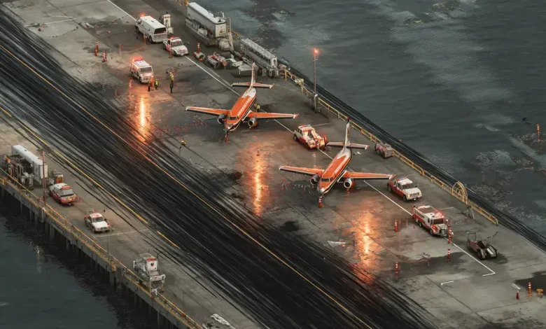 Aeroporto Santos Dumont fechado por óleo na pista