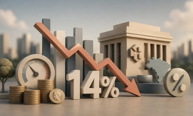 Copom reduz taxa Selic para 14% ao ano