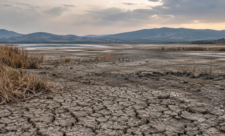 Lago Koroneia perde mais de 90% da área no norte da Grécia