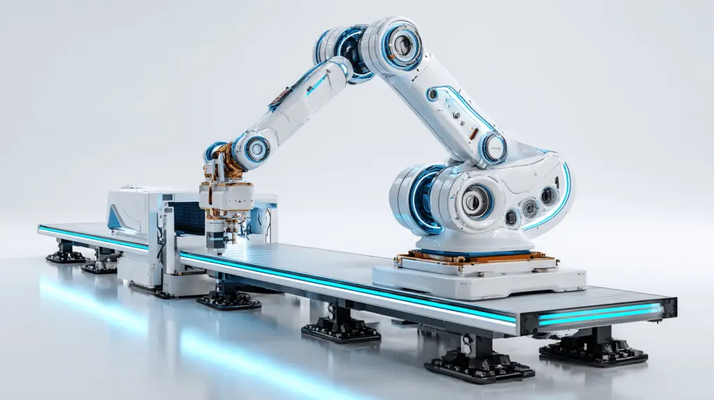 Aparelho industrial em trilhos