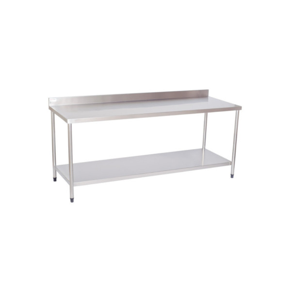 Mesa Lisa Com Prateleira Inox