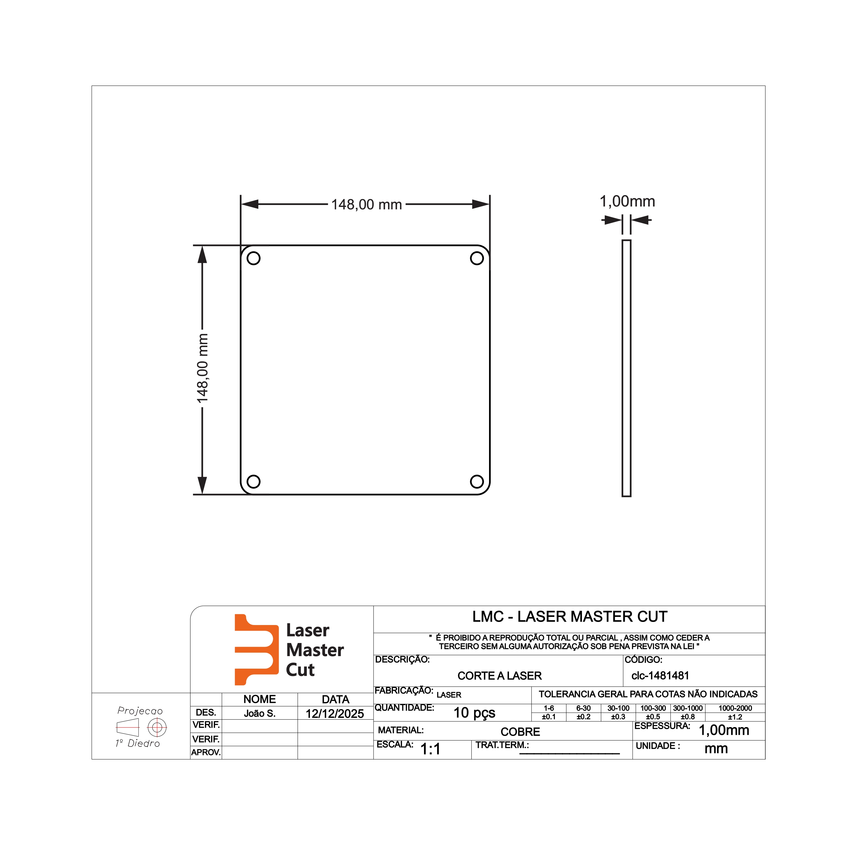 Corte A Laser Cobre Industrial
