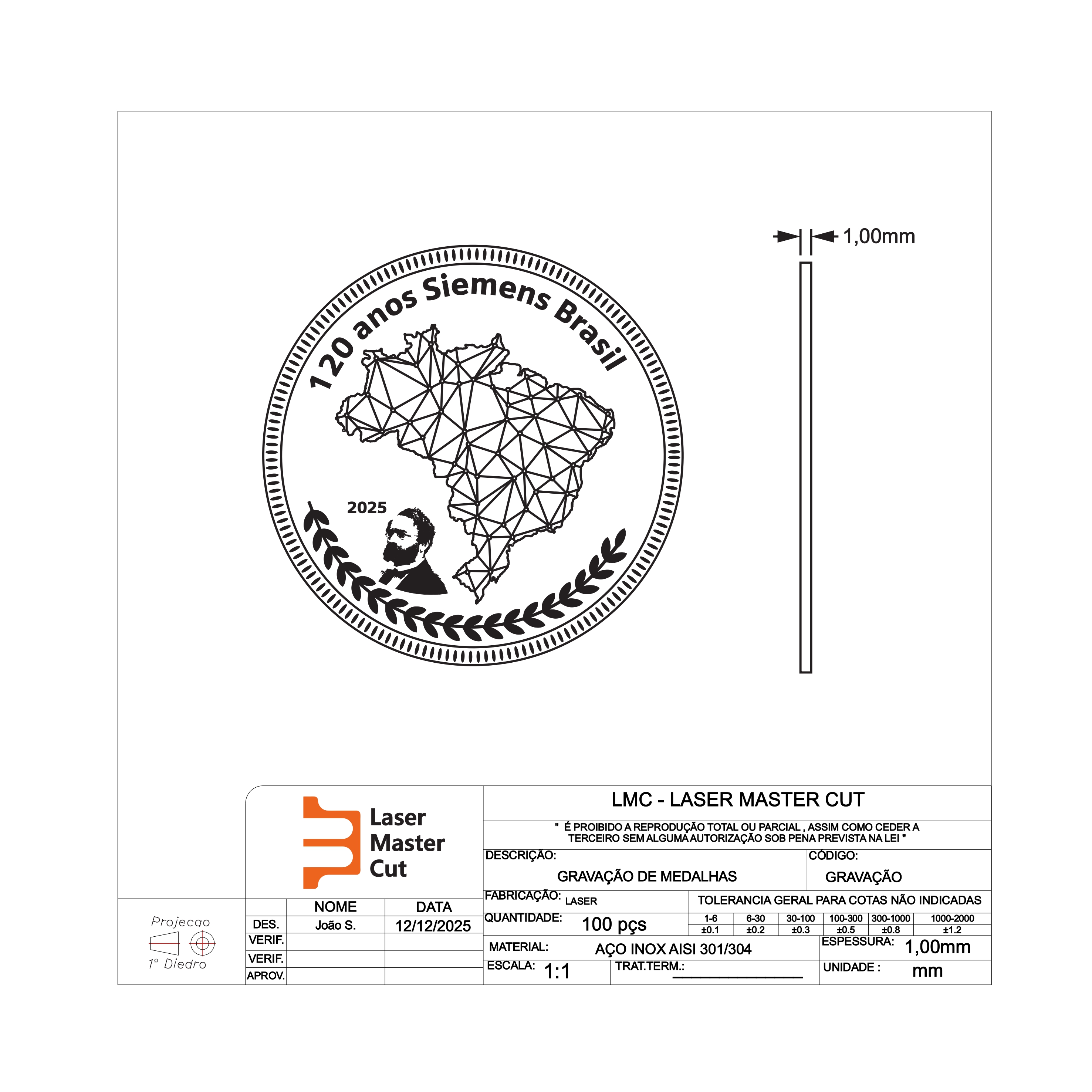 Gravação De Medalhas