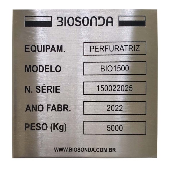 placa de identificação em inox