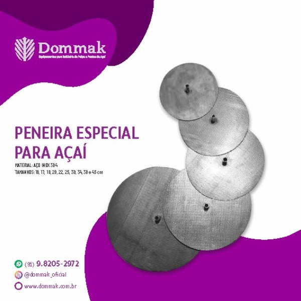 peneira de inox para catação de açaí