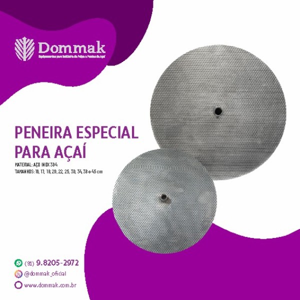 peneira de açaí em inox