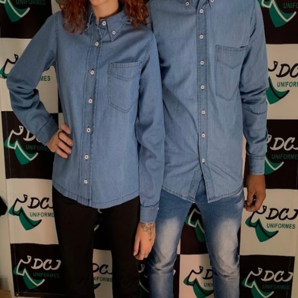 camisa jeans masculina para uniforme