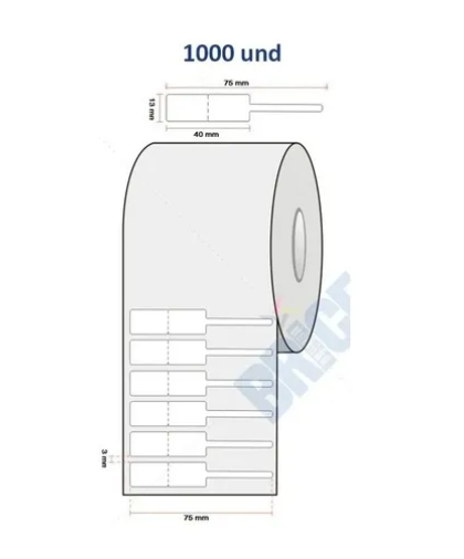 Rolo De 1000 Etiquetas Adesivas 75x13