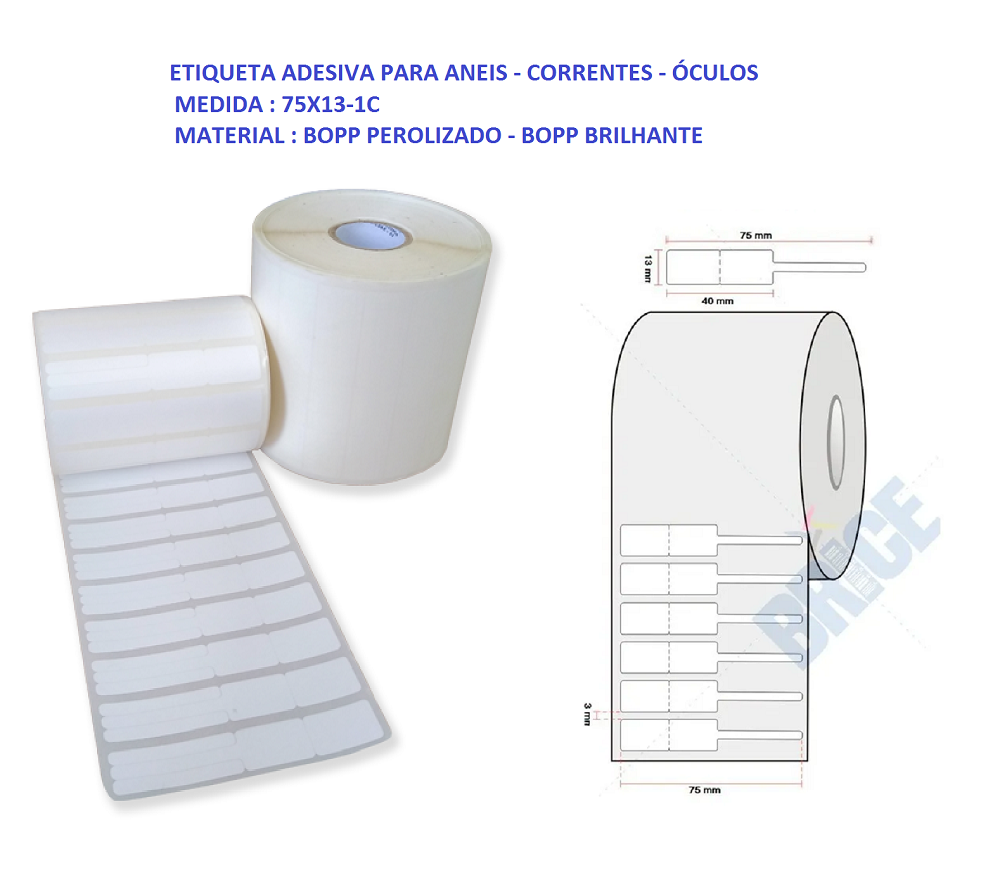 Rolo De Etiquetas Adesivas 75x13