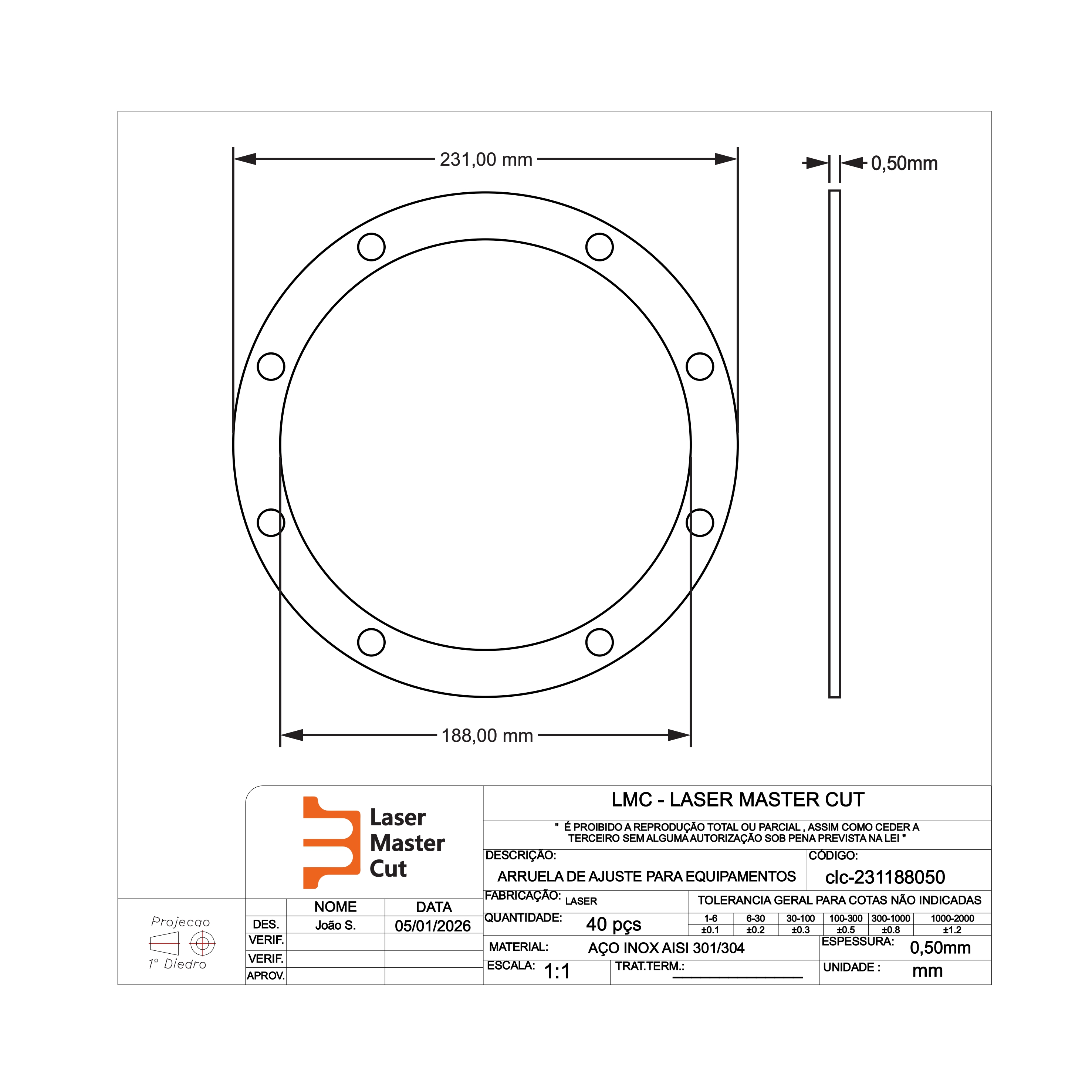 Arruela De Ajuste Para Equipamentos