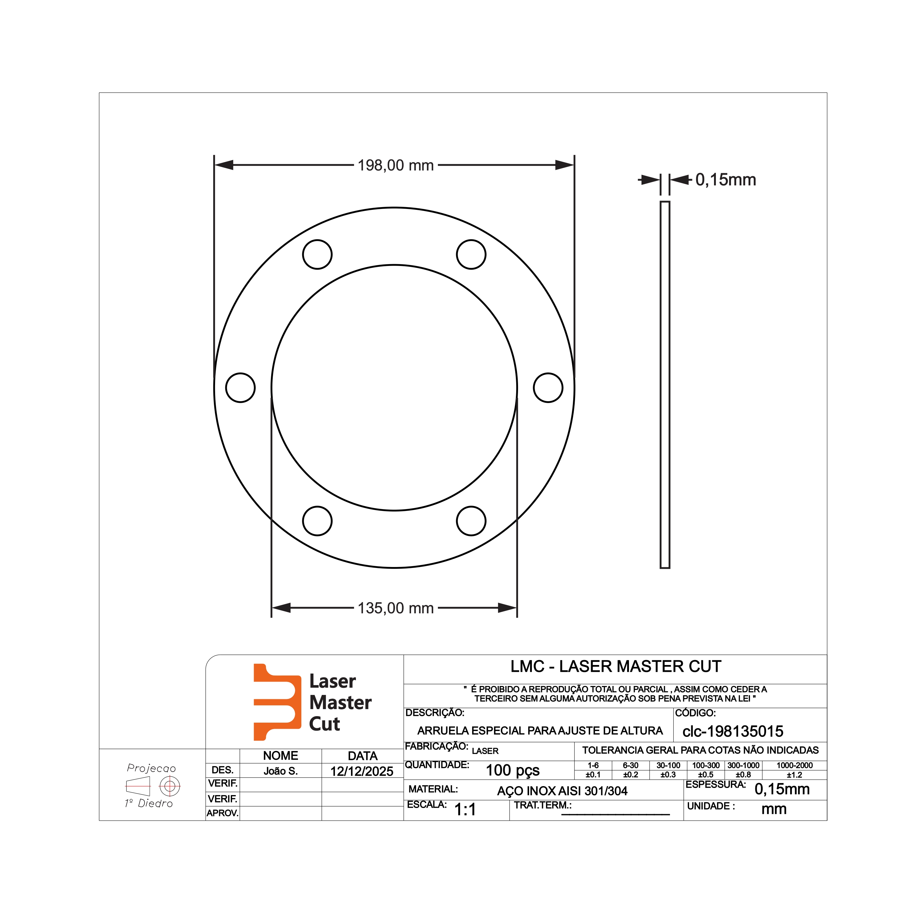 Arruela Especial Para Ajuste De Altura