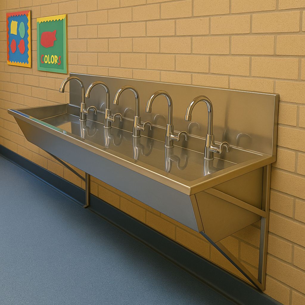 Lavatório Em Aço Inox Para Escolas