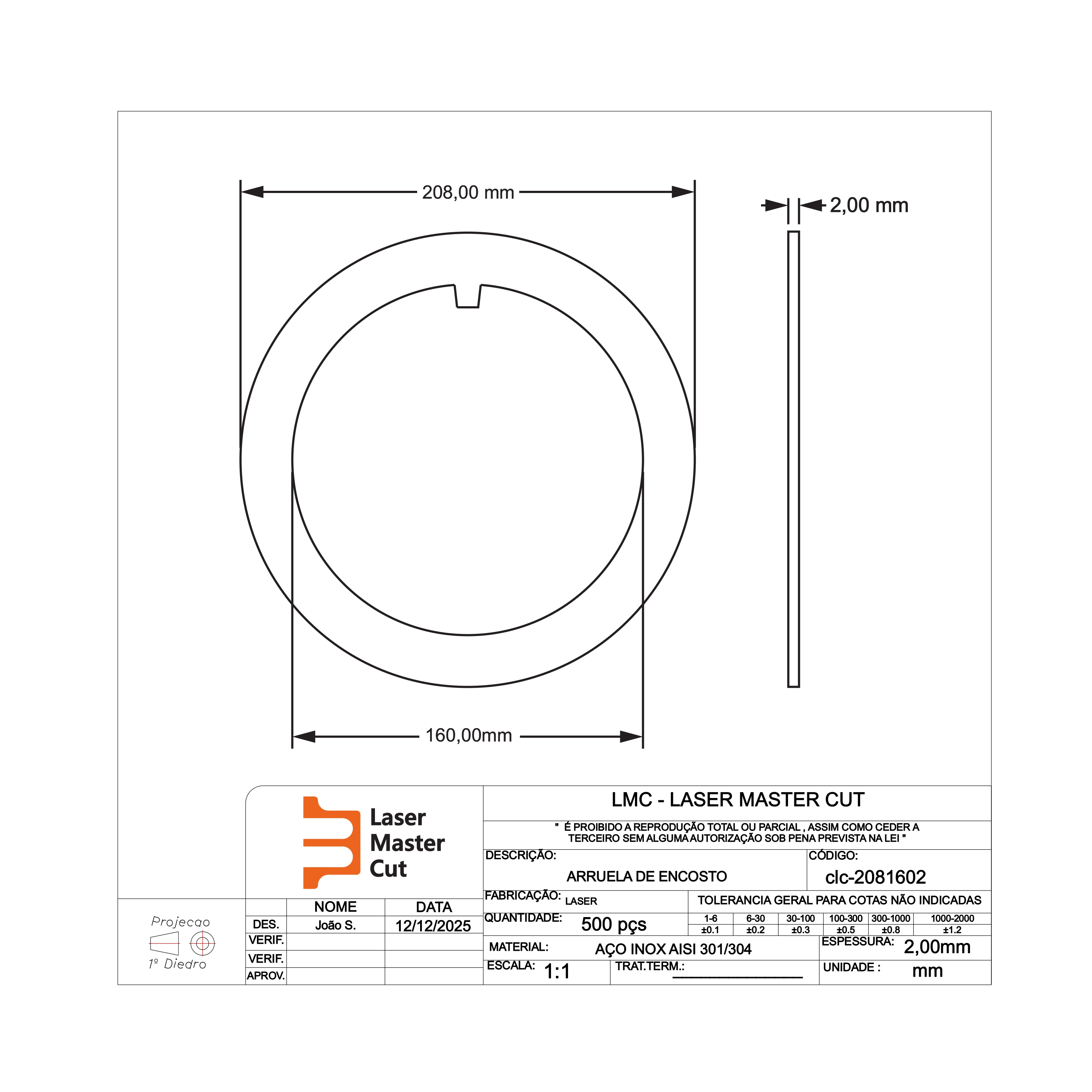 Arruela De Encosto De Alta Precisão