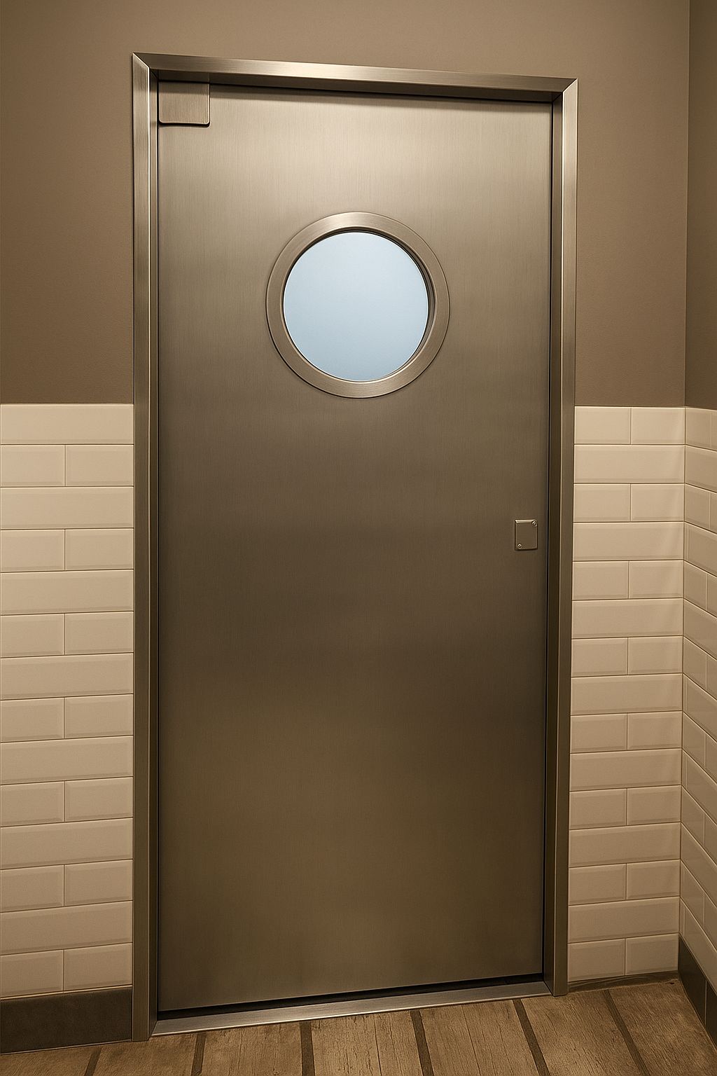 Porta De Aço Inox Com Visor