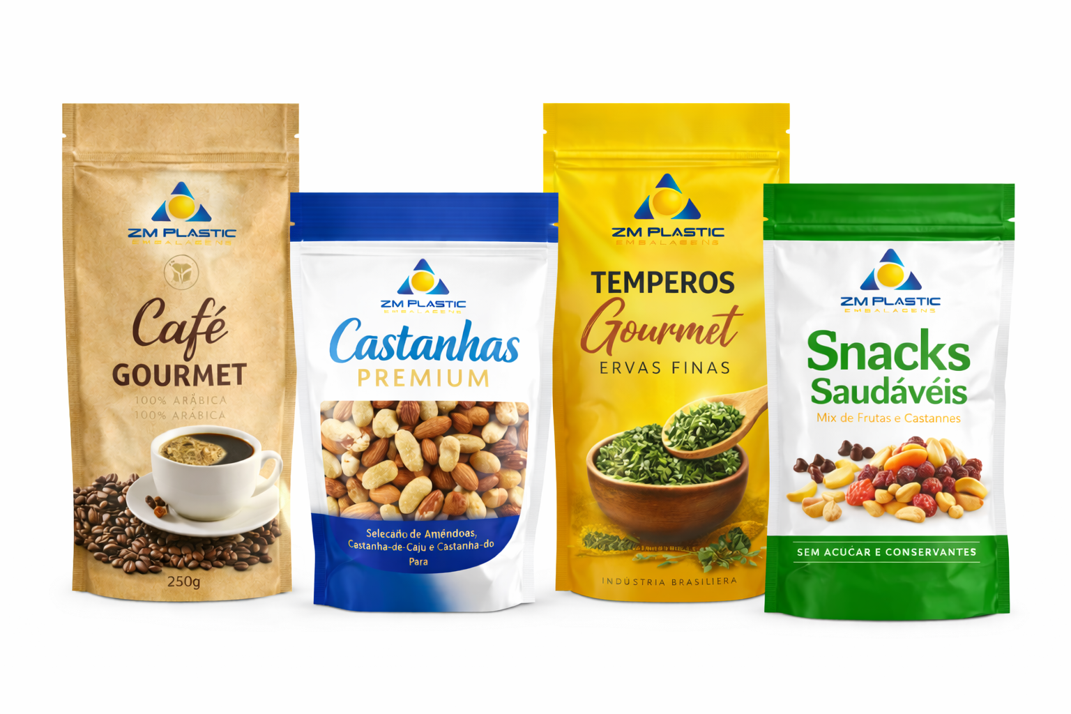 Embalagens em pé para snacks