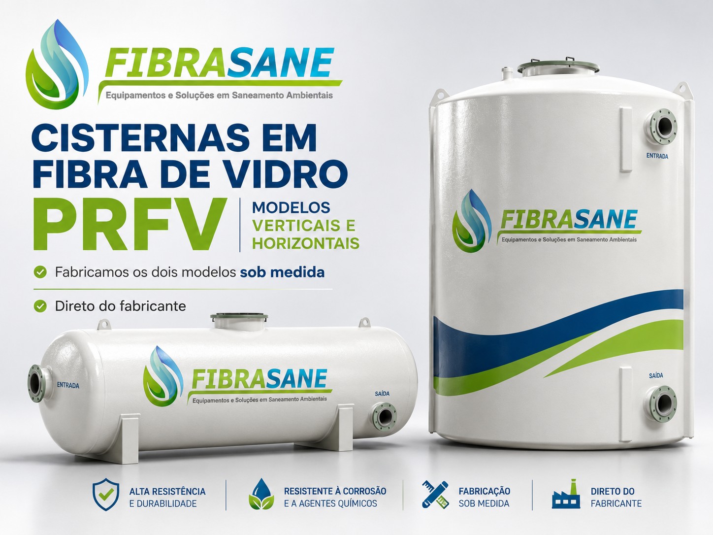 Cisterna de Fibra de Vidro PRFV Sob Medida