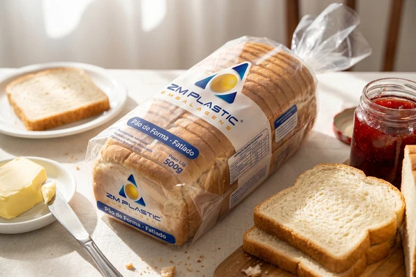 Embalagem plástico para pão de forma