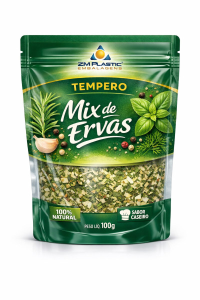 embalagem stand up pouch verde